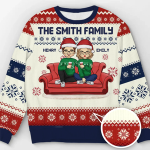 Zuhause ist, wo Familie und Haustiere Freude bringen – Personalisierter Ugly-Christmas-Sweatshirt für Familie – Unisex Wollpullover – Weihnachtsgeschenk für Familienmitglieder, Tierbesitzer und Tierliebhaber