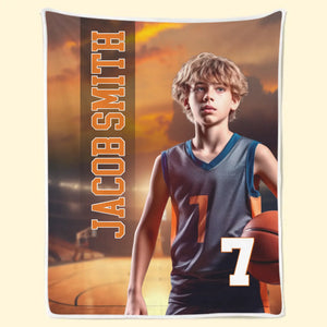 Personalisierte Fotodecke – „Hustle, Hit, Never Quit“ – Familiendecke – Geschenk für dich selbst, beste Freunde, Geschwister und Familienmitglieder