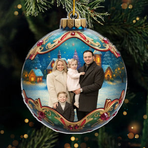 Personalisiertes Foto-Acryl-Ornament – Weihnachts- oder Geburtstagsgeschenk für Mama, Papa und Kinder – „Zusammen ist unsere Tradition“