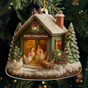 Personalisiertes Holz-Ornament – Weihnachts- und Geburtstagsgeschenk für Frauen und Männer – Hühnerliebe, Landleben, Weihnachtsfreude