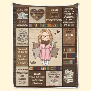 Personalisierte Decke - Geschenke Für Buchliebhaber, Bücherwürmer, Leser - Ich bin Bücher-süchtig
