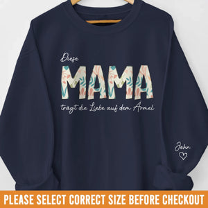 Personalisiertes Unisex-Sweatshirt oder Hoodie mit Ärmeldesign – Weihnachts- & Geburtstagsgeschenke für Mama, Oma – Diese Oma Trägt Die Liebe Auf Dem Ärmel