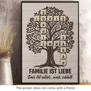 Personalisiertes Scrabble Vertikal Poster – Personalisierte Geburtstagsgeschenke Für Mama, Papa, Bruder, Schwester, Kinder – Familie Ist Liebe