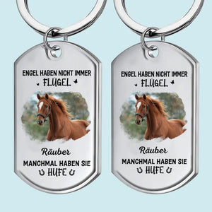 Personalisierter Schlüsselanhänger mit Foto – Tiergedenkgeschenk für Haustierbesitzer – Engel Haben Nicht Immer Flügel