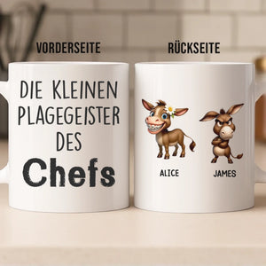Benutzerdefinierte Tasse – Personalisierte Geburtstagsgeschenke für Kollegen, beste Arbeitsfreunde – Die Kleinen Plagegeister Des Chefs