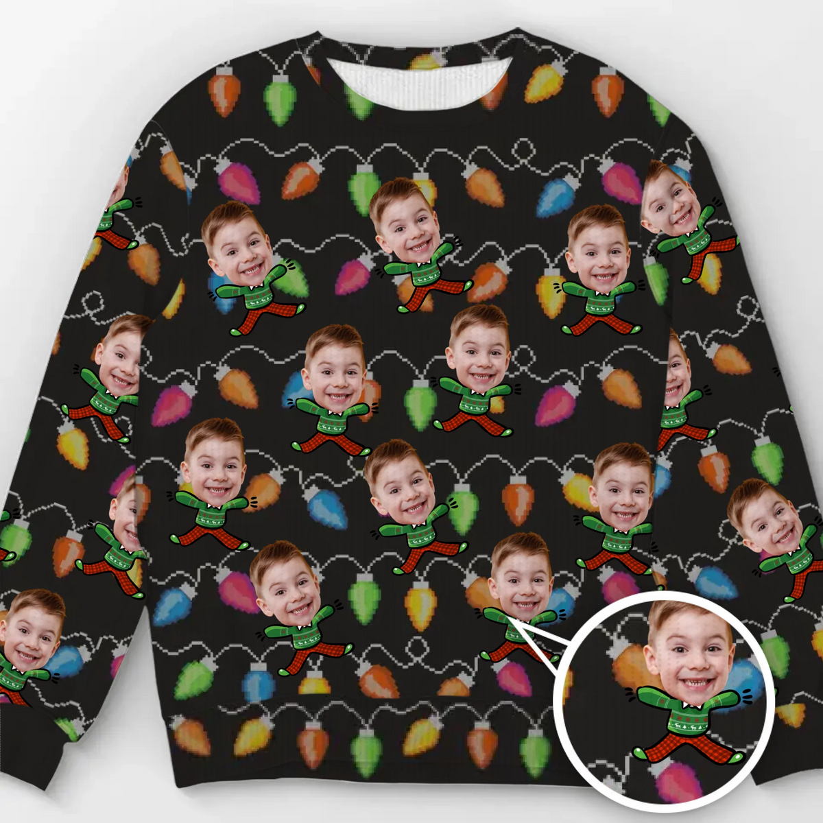 Personalisierter Ugly-Christmas-Sweatshirt mit Foto – „Feiere die Saison mit Lachen und Liebe“ – Familien-Sweatshirt – Unisex Wollpullover – Weihnachtsgeschenk für Familienmitglieder