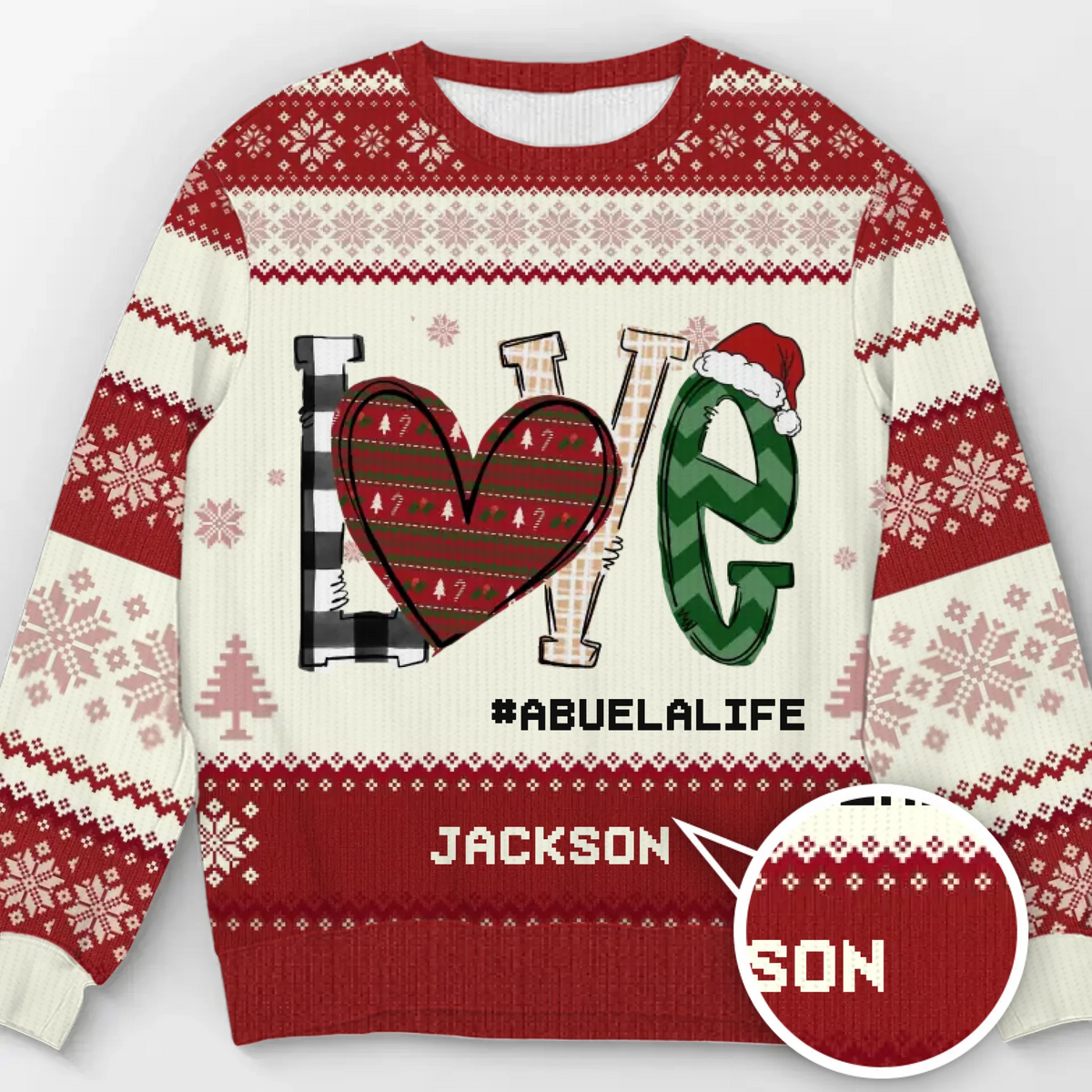 Warme Pullover und Omas Liebe sind das perfekte Duo – Personalisierter Ugly-Christmas-Sweatshirt für die Familie – Unisex Wollpullover – Weihnachtsgeschenk für Oma