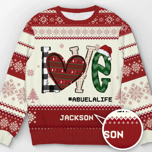 Warme Pullover und Omas Liebe sind das perfekte Duo – Personalisierter Ugly-Christmas-Sweatshirt für die Familie – Unisex Wollpullover – Weihnachtsgeschenk für Oma