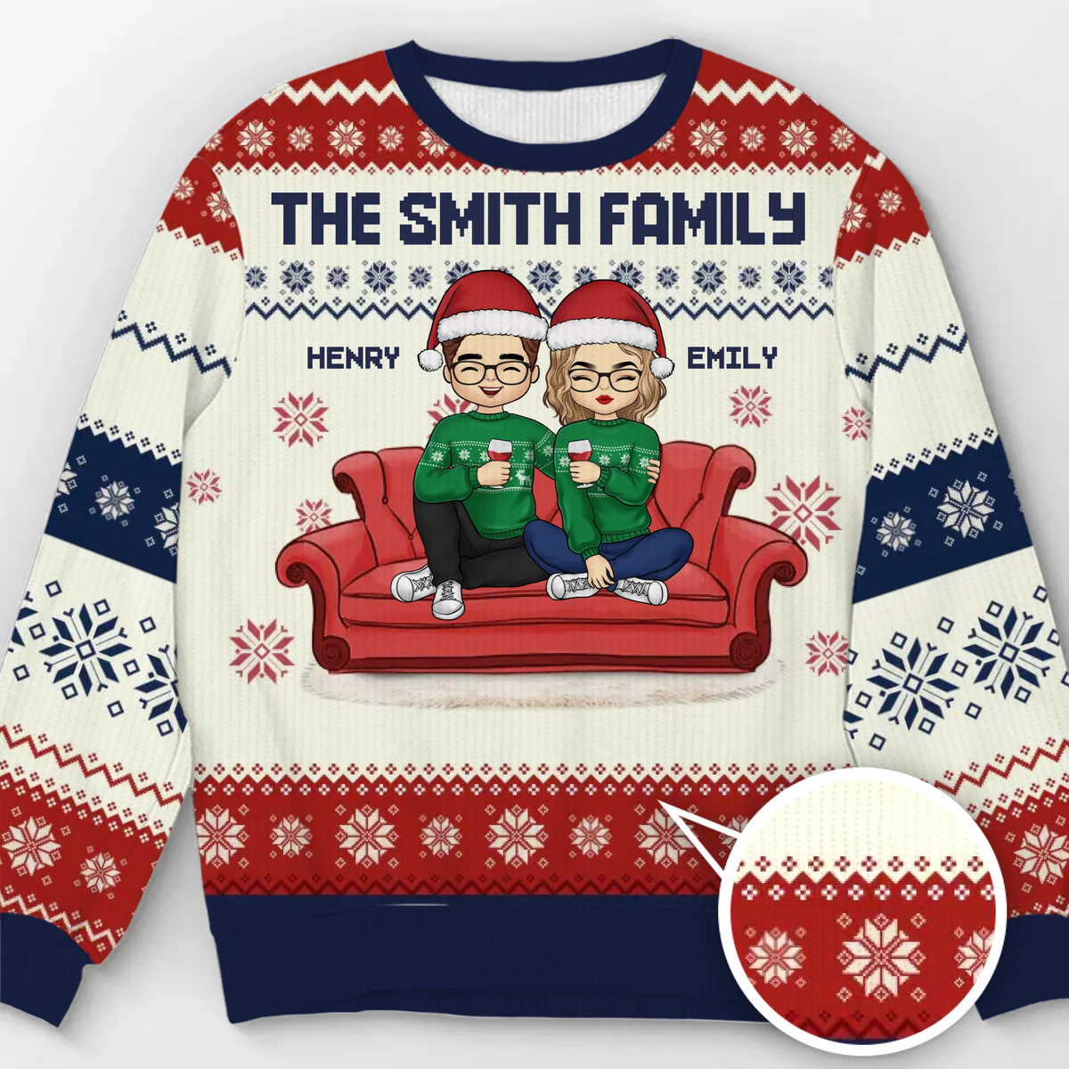 Zuhause ist, wo Familie und Haustiere Freude bringen – Personalisierter Ugly-Christmas-Sweatshirt für Familie – Unisex Wollpullover – Weihnachtsgeschenk für Familienmitglieder, Tierbesitzer und Tierliebhaber