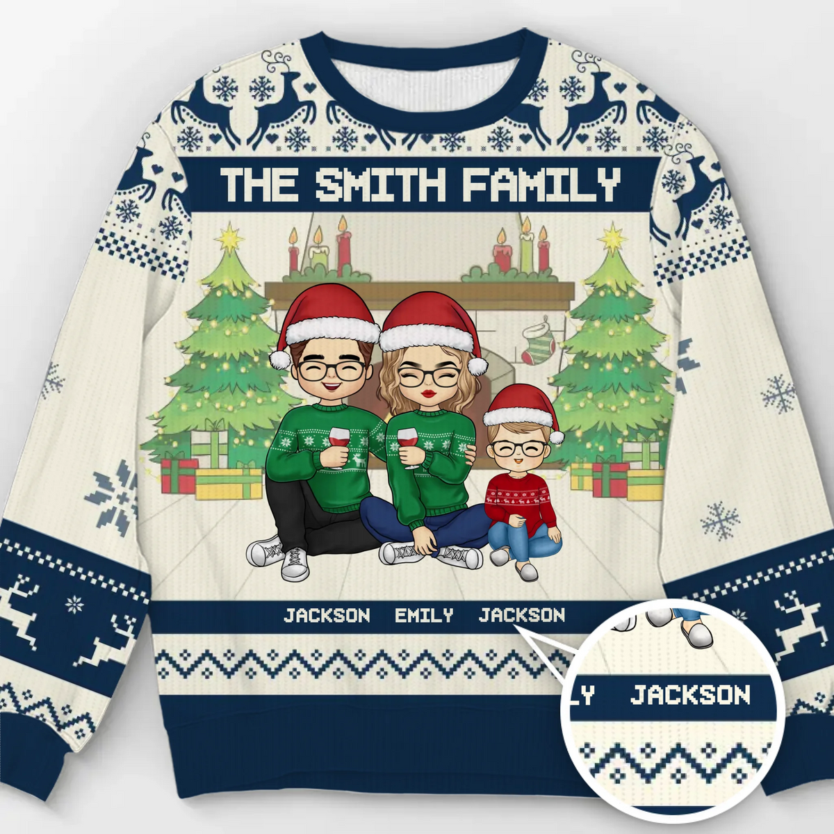Von Zuhause zu Zuhause – Personalisierter Ugly-Christmas-Sweatshirt für die Familie – Unisex Wollpullover – Weihnachtsgeschenk für Familienmitglieder