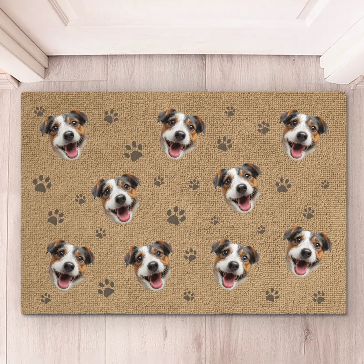 Personalisierte Fußmatte mit Foto – „Kleine Pfoten, große Träume“ – Individuelle Wohnkultur für Hunde- &amp; Katzenliebhaber – Einweihungsgeschenk für Tierbesitzer und Tierfreunde