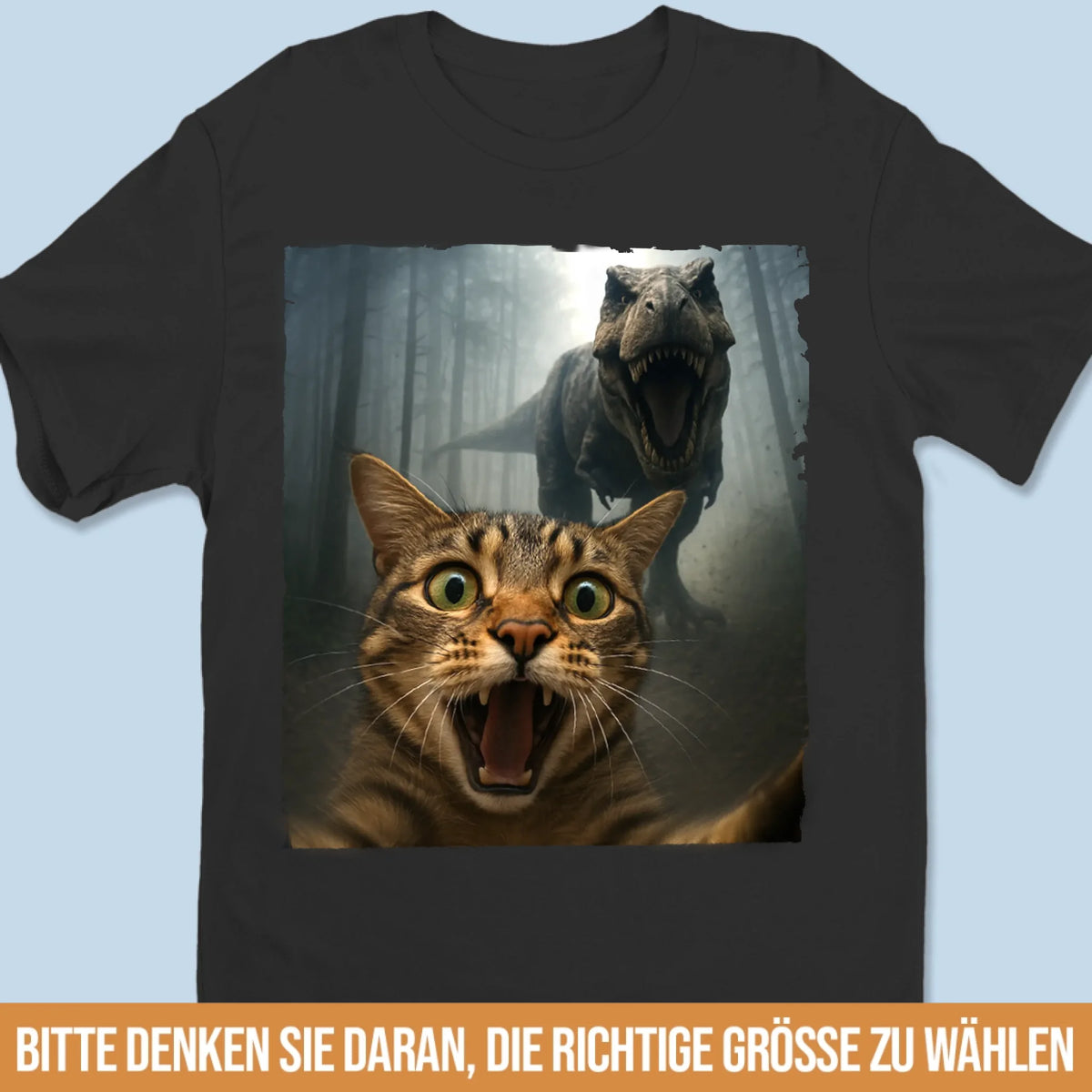 Personalisierte Foto-T-Shirts (Unisex &amp; Premium) und Hoodies – Geburtstagsgeschenke für Hunde- &amp; Katzenliebhaber, Hundemamas &amp; -papas, Katzenbesitzer – „Leben im Dino-Gefahren-Style“