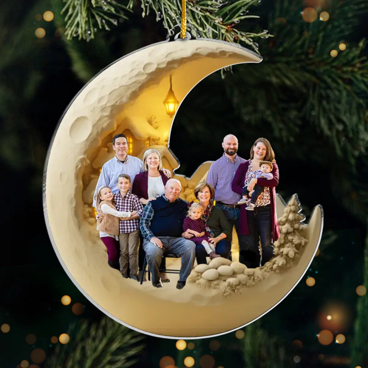 Personalisierter Foto-Acryl-Anhänger – Weihnachts- oder Geburtstagsgeschenk für Mama, Papa und Kinder – „Ich liebe dich bis zum Mond“