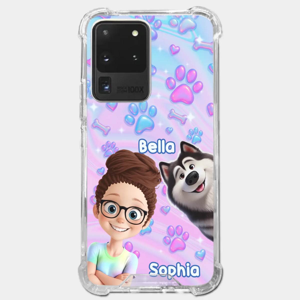 Personalisierte transparente Handyhülle – Geburtstagsgeschenk für Hundeliebhaber, Hundemama und Hundepapa – „Pawfectly Yours“