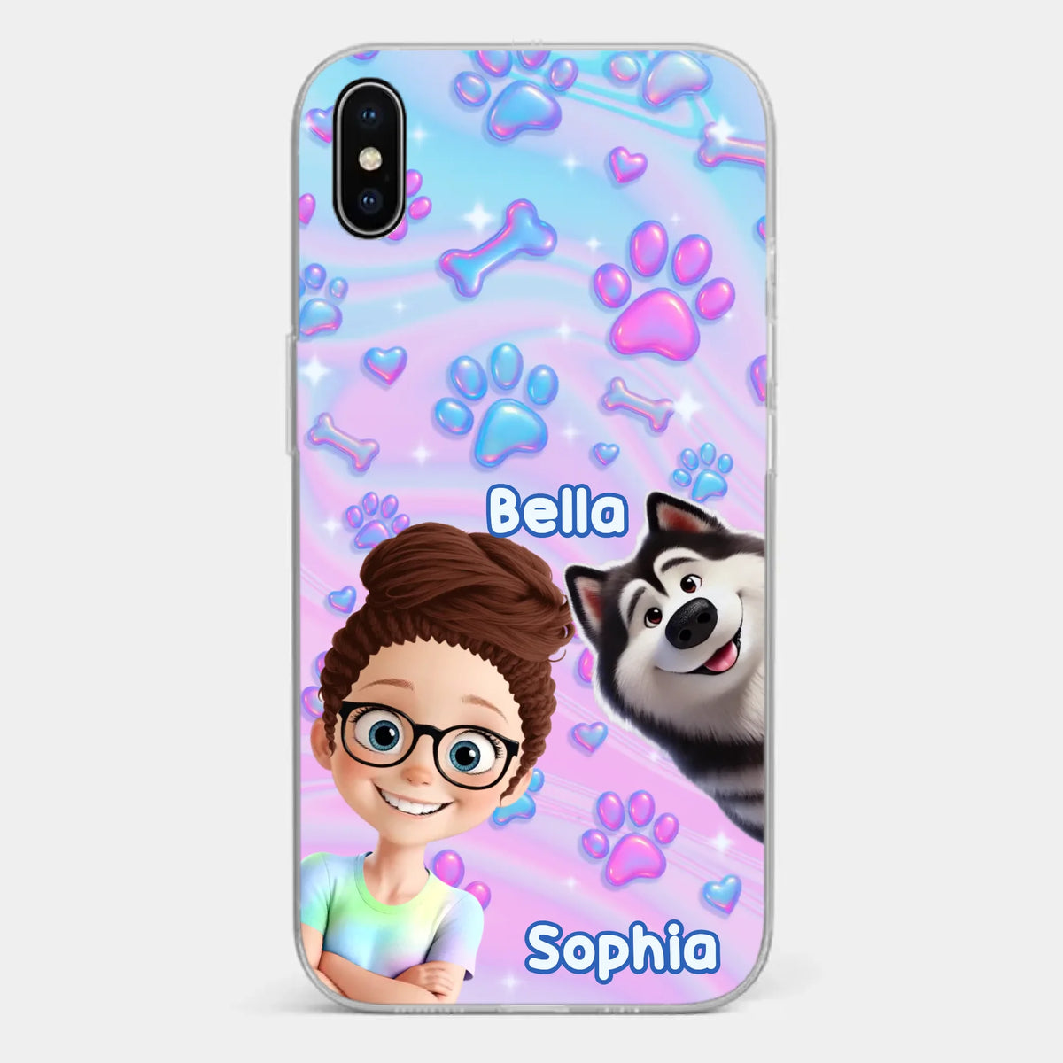 Personalisierte transparente Handyhülle – Geburtstagsgeschenk für Hundeliebhaber, Hundemama und Hundepapa – „Pawfectly Yours“
