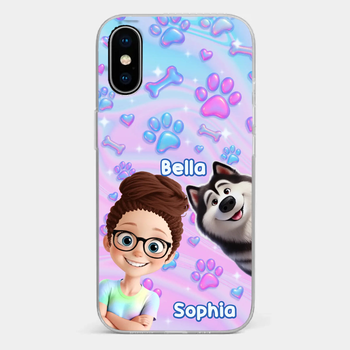 Personalisierte transparente Handyhülle – Geburtstagsgeschenk für Hundeliebhaber, Hundemama und Hundepapa – „Pawfectly Yours“