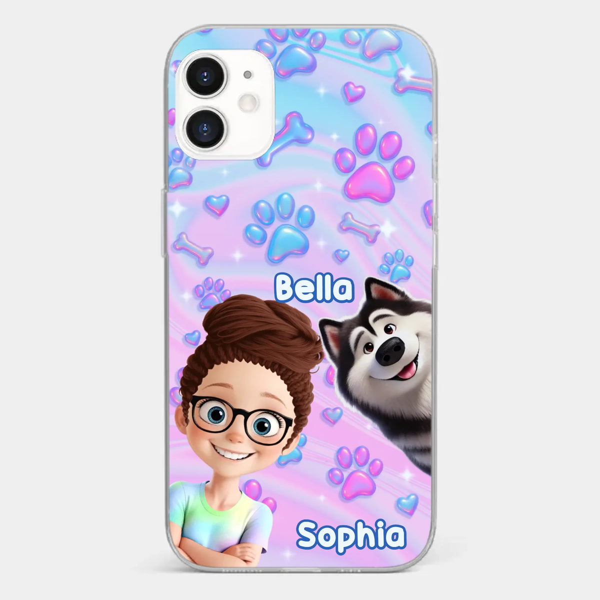 Personalisierte transparente Handyhülle – Geburtstagsgeschenk für Hundeliebhaber, Hundemama und Hundepapa – „Pawfectly Yours“