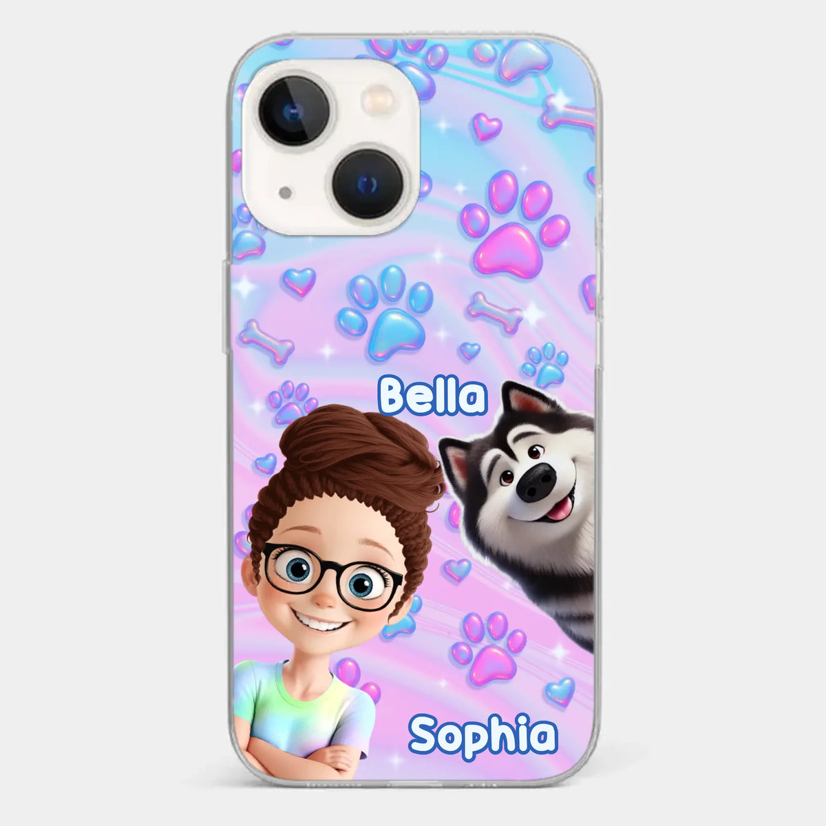 Personalisierte transparente Handyhülle – Geburtstagsgeschenk für Hundeliebhaber, Hundemama und Hundepapa – „Pawfectly Yours“
