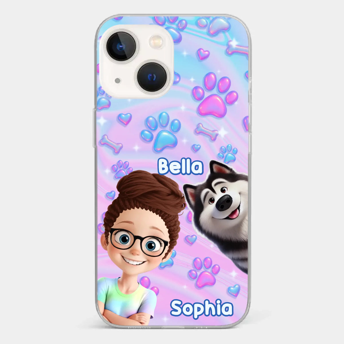 Personalisierte transparente Handyhülle – Geburtstagsgeschenk für Hundeliebhaber, Hundemama und Hundepapa – „Pawfectly Yours“