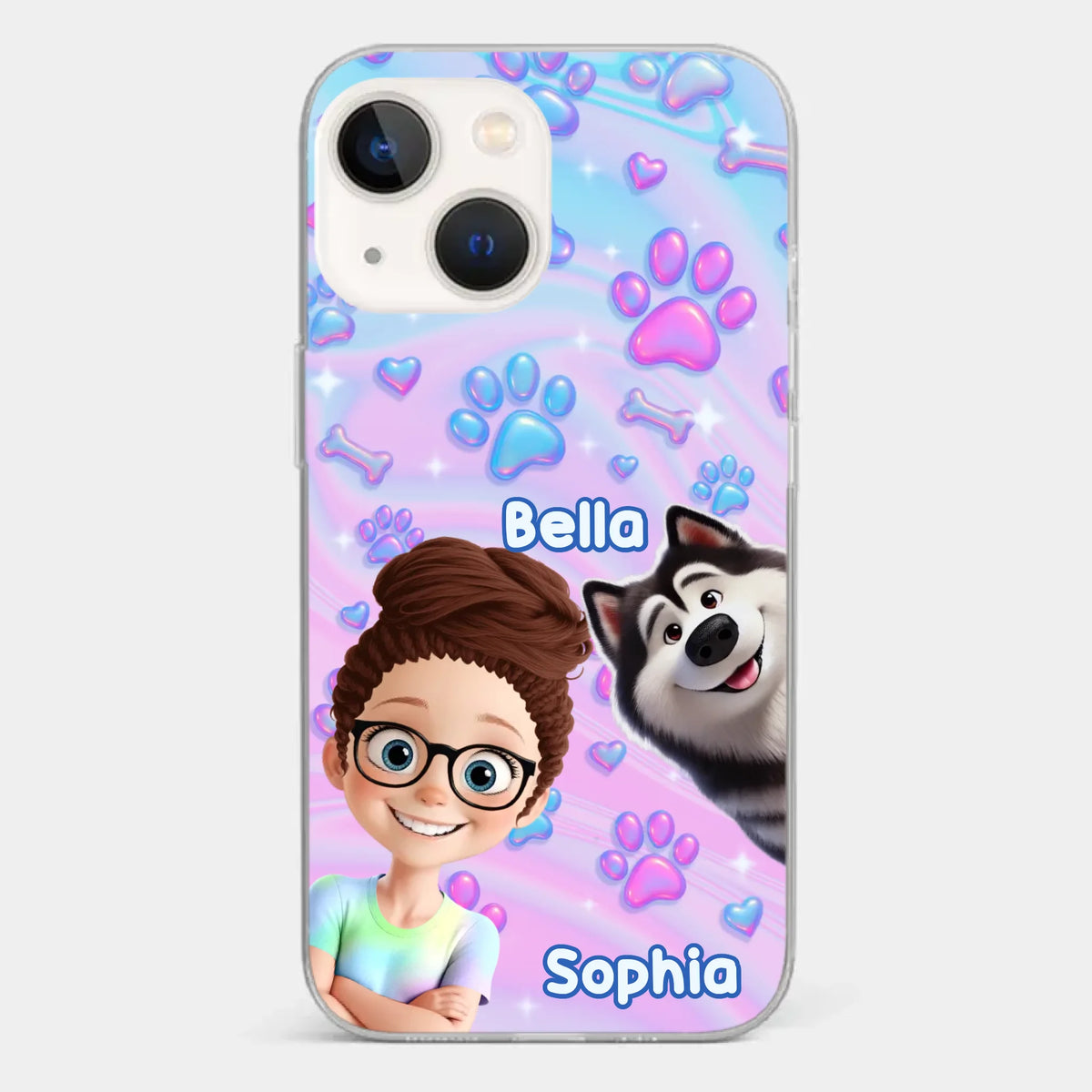 Personalisierte transparente Handyhülle – Geburtstagsgeschenk für Hundeliebhaber, Hundemama und Hundepapa – „Pawfectly Yours“