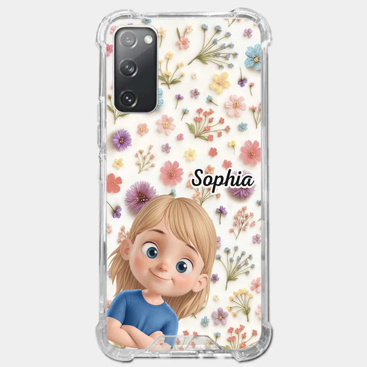 Personalisierte transparente Handyhülle – Geburtstagsgeschenk für Mama, Oma – „Lächeln für immer“