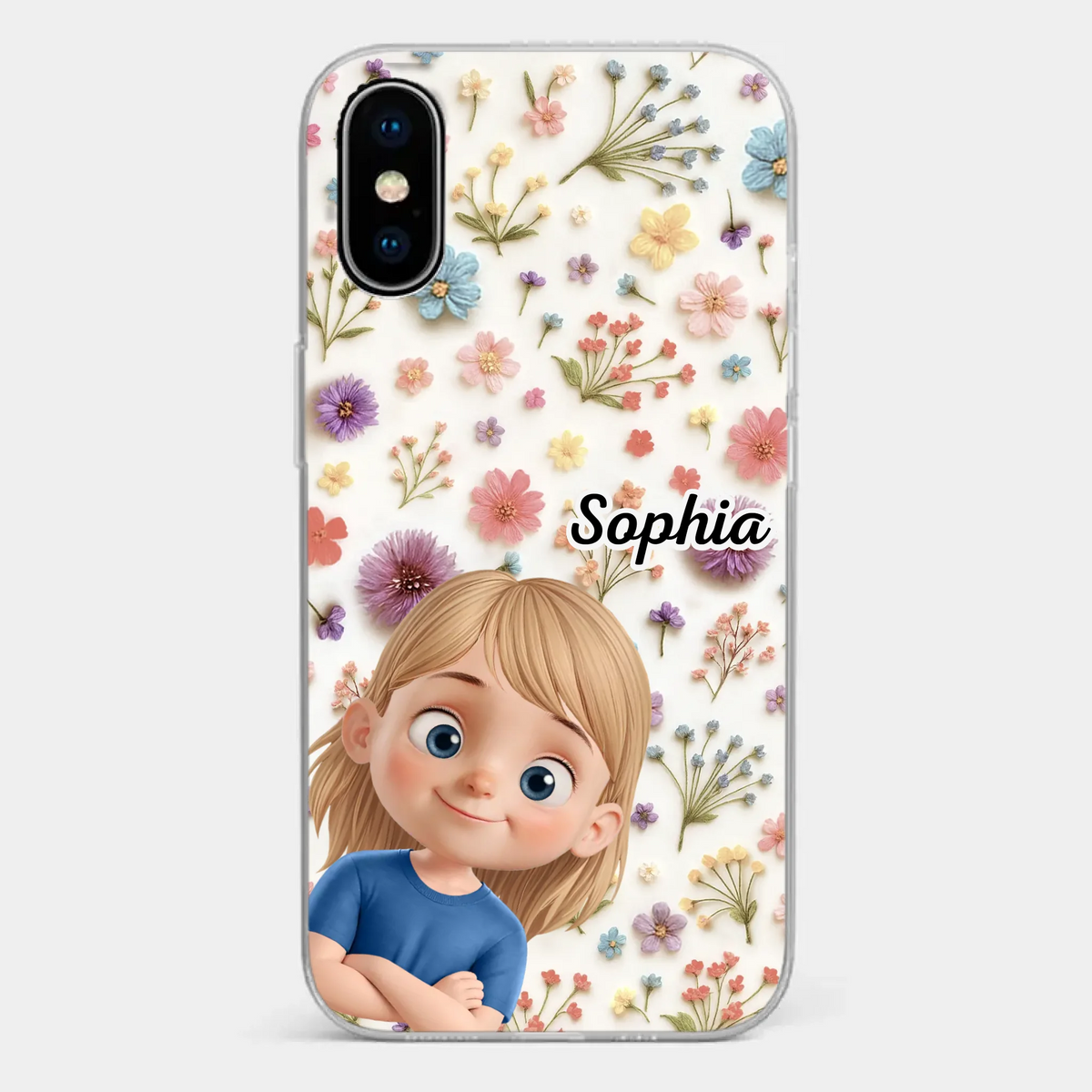 Personalisierte transparente Handyhülle – Geburtstagsgeschenk für Mama, Oma – „Lächeln für immer“