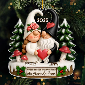 Personalisiertes Acryl-Ornament – ​​Jubiläums-, Weihnachts- &amp; Hochzeitsgeschenke für Ehemann &amp; Ehefrau – Liebe kennt keine Gnome-Grenzen