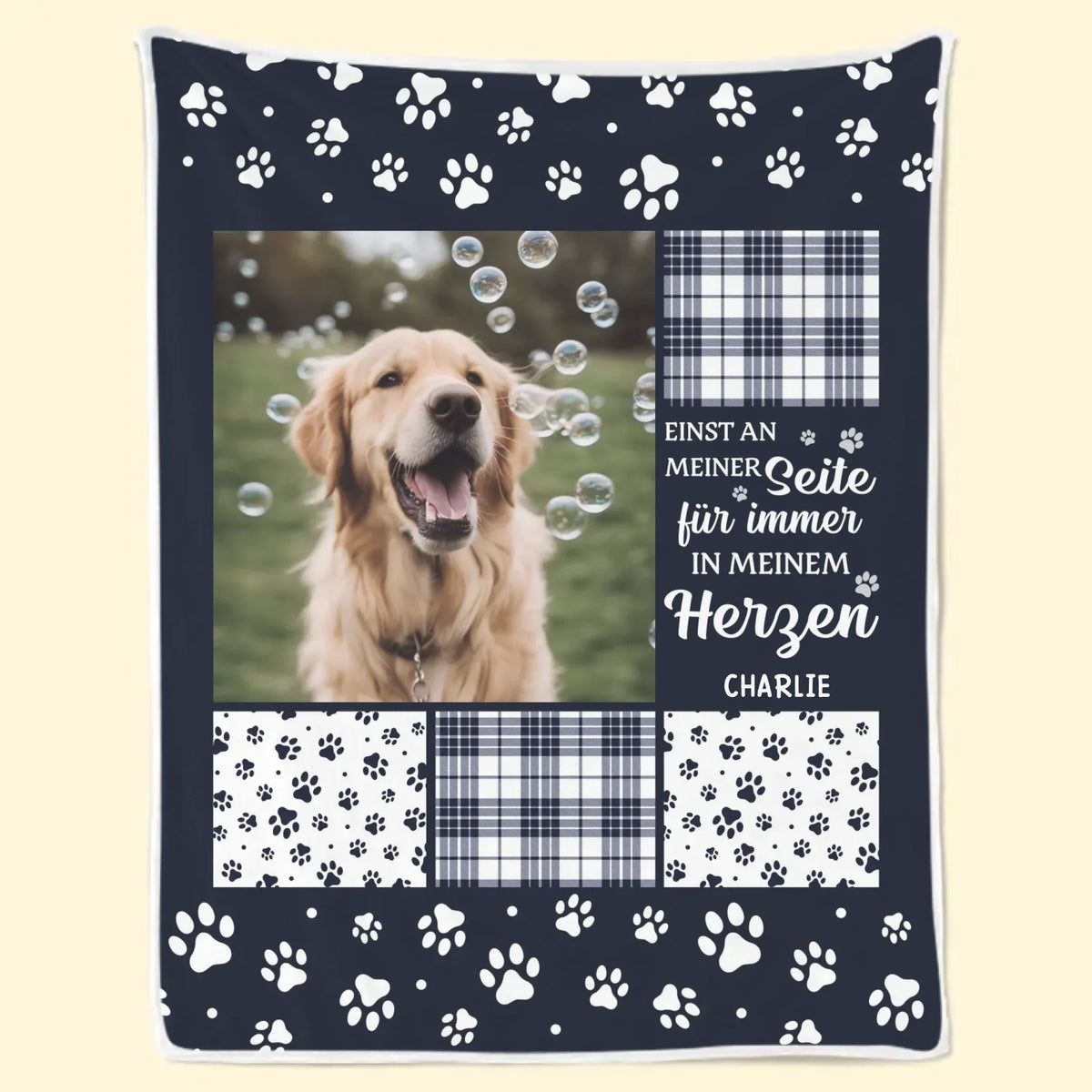 Personalisierte Foto-Decke – Personalisierte Weihnachts-Erinnerungs- und Mitgefühlsgeschenke für Hunde und Katzen – Pfoten Hinterlassen Spuren In Unseren Seelen