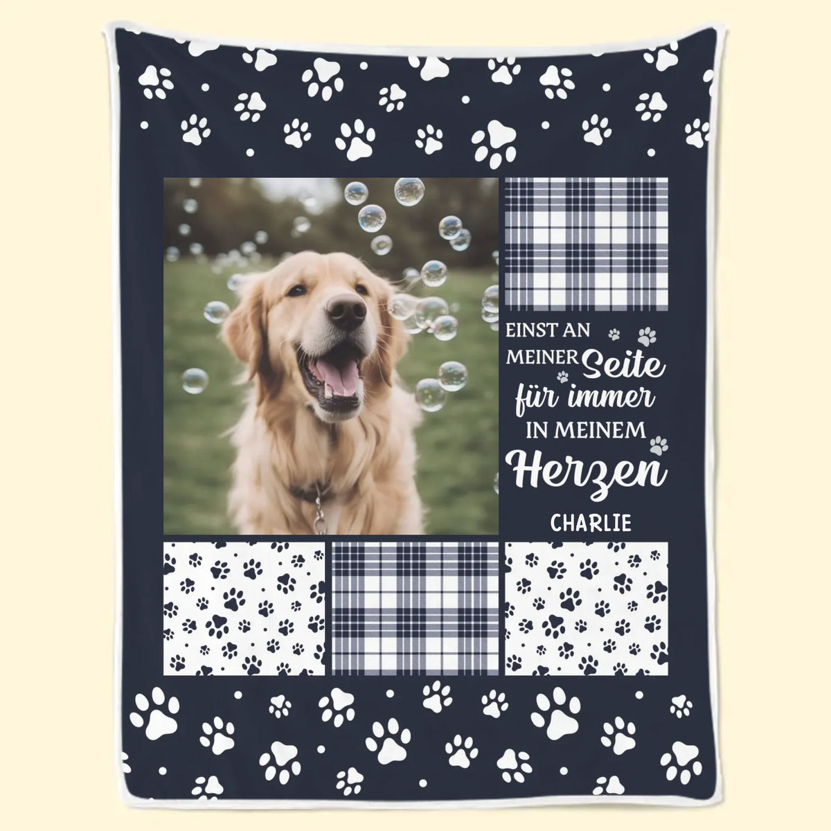 Personalisierte Foto-Decke – Personalisierte Weihnachts-Erinnerungs- und Mitgefühlsgeschenke für Hunde und Katzen – Pfoten Hinterlassen Spuren In Unseren Seelen
