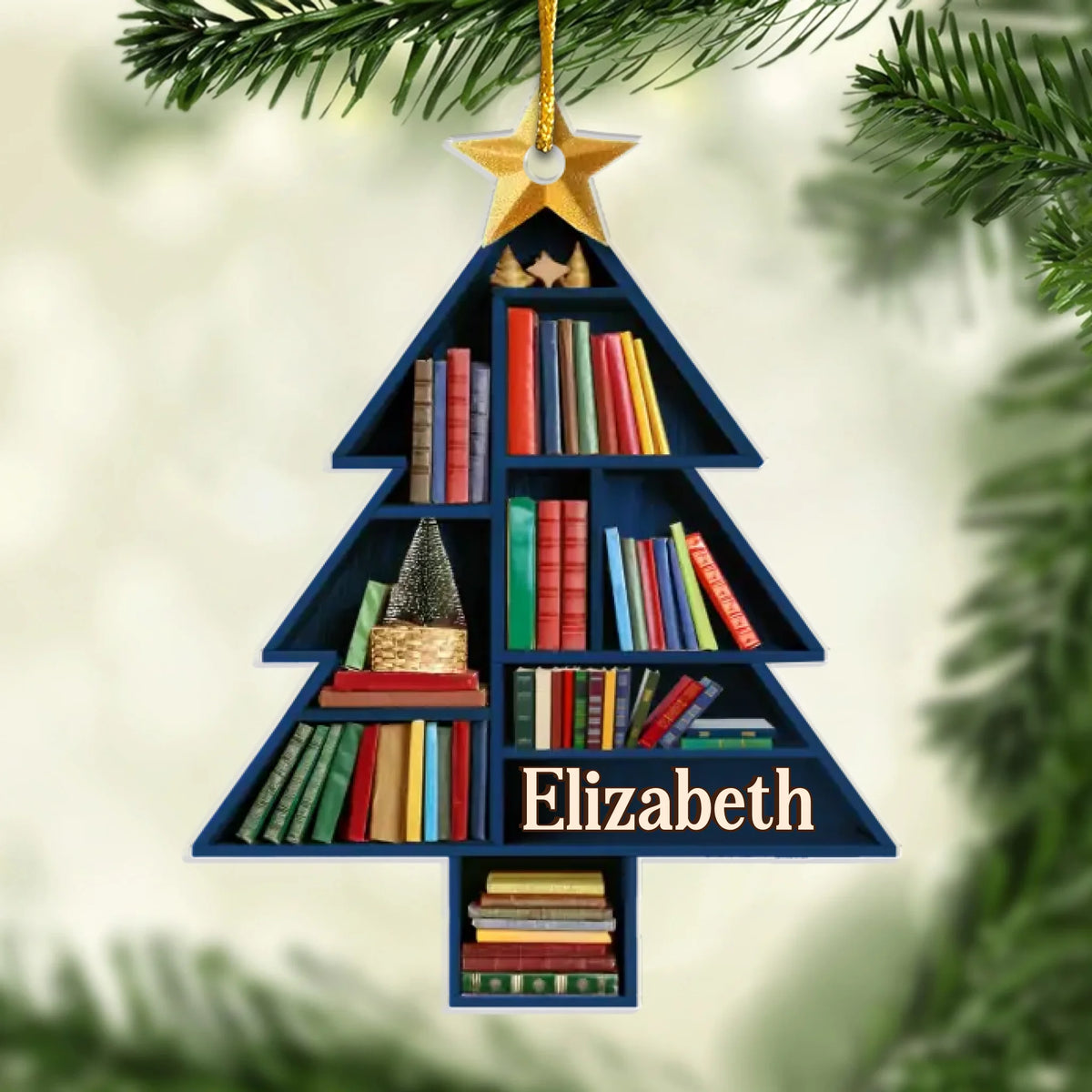 Personalisiertes Holz- und Acrylornament – ​​personalisierte Weihnachtsgeschenke für Buchliebhaber, Bücherwürmer, Leser – Bücher sind der Spiegel der Seele