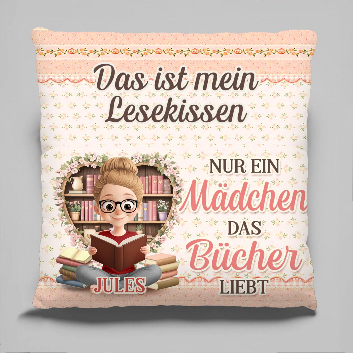 Personalisiertes Blumentaschenkissen - Geschenke Für Buchliebhaber, Bücherwürmer, Leser - Das Ist Mein Lesekissen