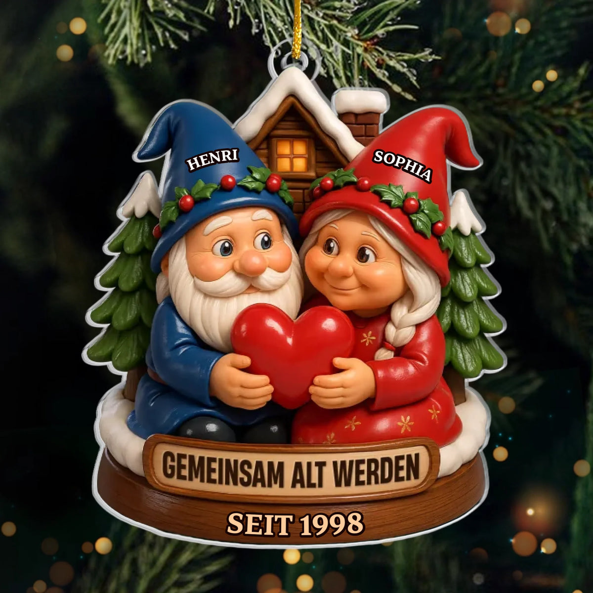 Personalisiertes Gnom-Acryl-Ornament – ​​Jubiläums-, Weihnachts- &amp; Hochzeitsgeschenke für Ehemann &amp; Ehefrau – Unsere Reise Ist Für Immer Schön