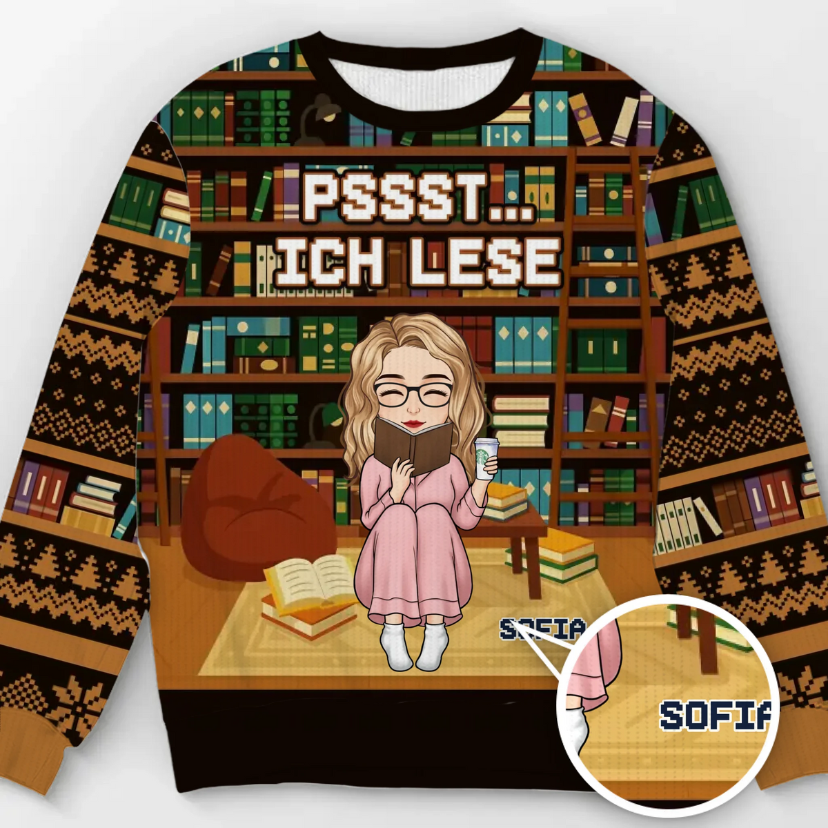 Benutzerdefiniertes Unisex Hässliches Sweatshirt - Weihnachtsgeschenke Für Buchliebhaber, Bücherwürmer, Leser - Schlittenglocken Und Der Geruch Von Seiten