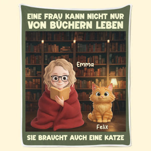 Personalisierte Decke – Geschenke für Buchliebhaber, Bücherwürmer, Leser – einfach ein Mädchen mit Geschichten und Haustieren