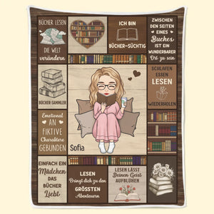 Personalisierte Decke - Geschenke Für Buchliebhaber, Bücherwürmer, Leser - Ich bin Bücher-süchtig