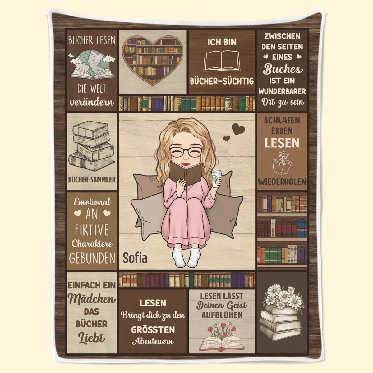 Personalisierte Decke - Geschenke Für Buchliebhaber, Bücherwürmer, Leser - Ich bin Bücher-süchtig