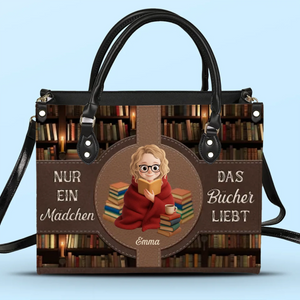 Personalisierte Lederhandtasche nach Maß - Personalisierte Weihnachtsgeschenke Für Buchliebhaber, Bücherwürmer, Leser - Bücher Sind Meine Besten Freunde