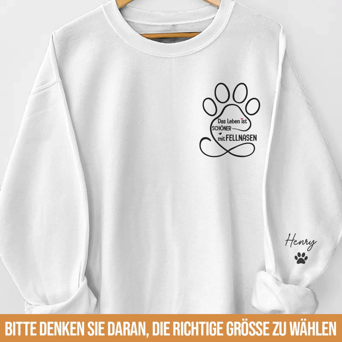 Personalisiertes Unisex-Sweatshirt oder Hoodie mit Ärmeldesign – Personalisierte Geburtstagsgeschenke für Hunde- und Katzenliebhaber, Hundeeltern und Katzenbesitzer – Geliebt Von Meiner Fellnasen-Crew