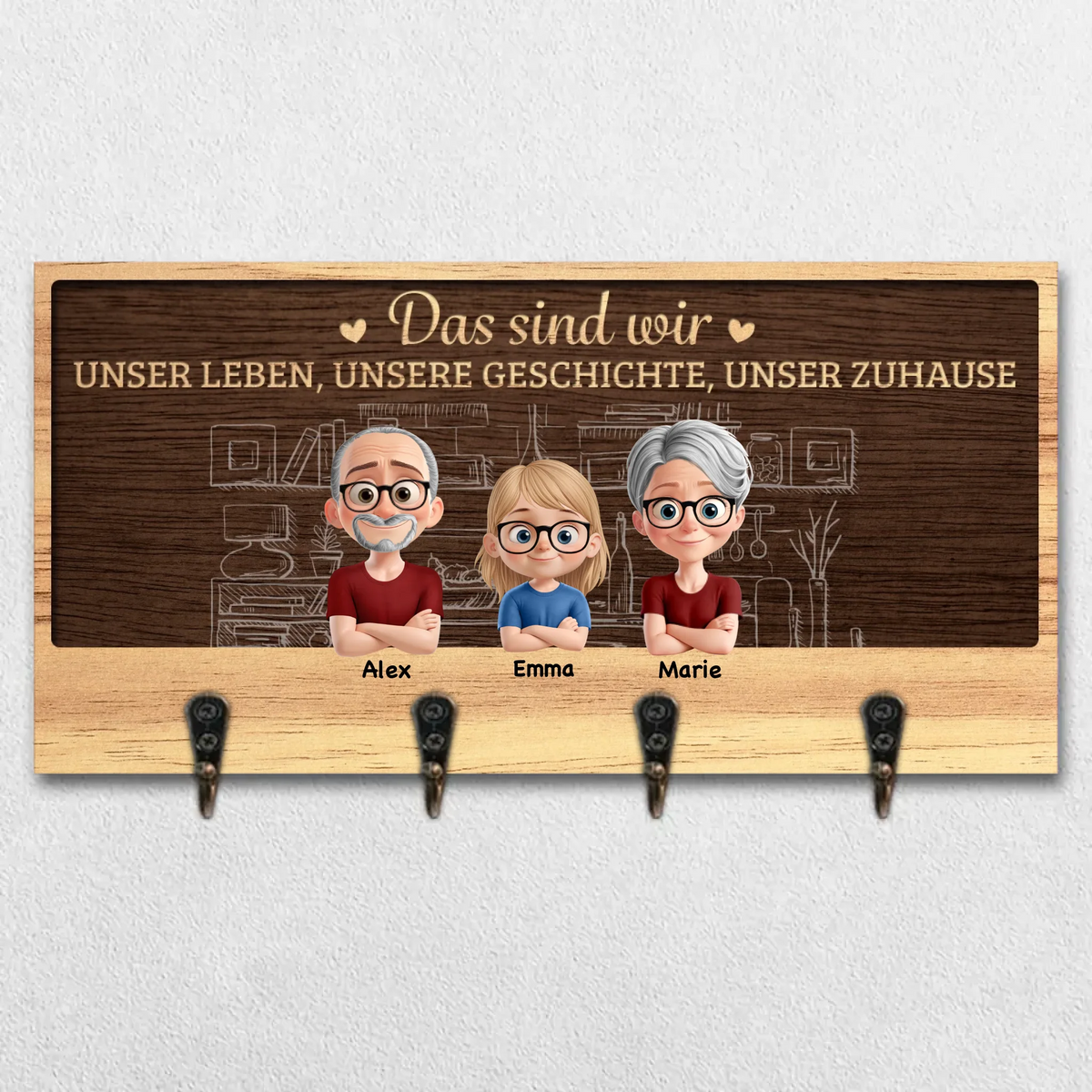 Personalisierter Schlüsselanhänger – Individuelles Geburtstagsgeschenk Für Mama, Papa Und Kinder Hunde, Katzen – Das Sind Wir Unsere Zuhause