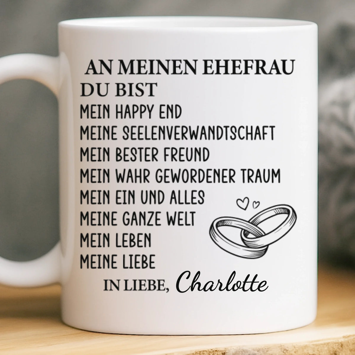 Benutzerdefinierte Tasse – Personalisierte Hochzeitsgeschenke zum Jahrestag für Ehemann und Ehefrau, Ihn und Sie – Du Bist Mein Happy End