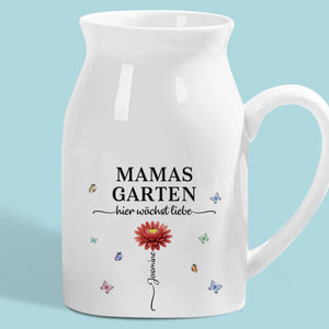 Personalisierte Blumenvase – Geschenk für Mama, Oma – Liebe wächst am besten in Omas Garten