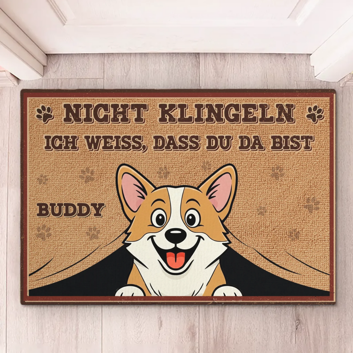 Individuelle Dekomatte für zu Hause – Personalisierte Geburtstagsgeschenke für Familie, Hundeliebhaber – Nicht Klingeln Wir Wissen, Dass Du Da Bist