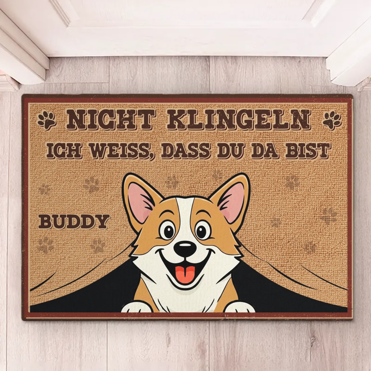 Individuelle Dekomatte für zu Hause – Personalisierte Geburtstagsgeschenke für Familie, Hundeliebhaber – Nicht Klingeln Wir Wissen, Dass Du Da Bist
