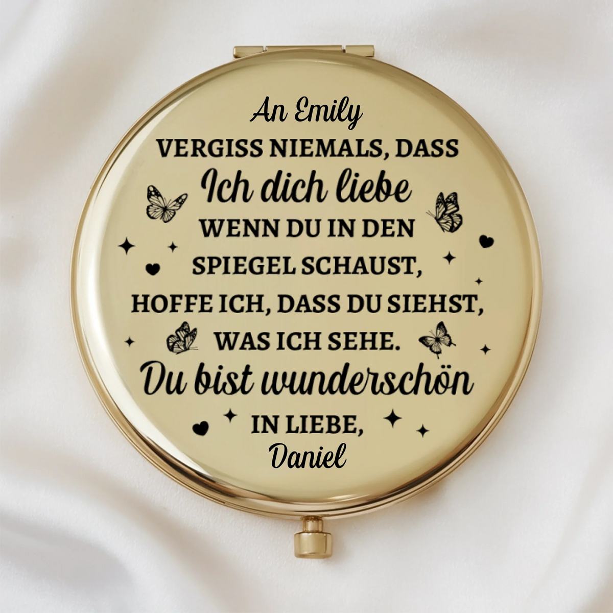 Personalisierter Taschenspiegel – Personalisierte Hochzeitsgeschenke zum Jahrestag für Ehemann und Ehefrau, Ihn und Sie – Vergiss Niemals, Dass