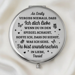 Personalisierter Taschenspiegel – Personalisierte Hochzeitsgeschenke zum Jahrestag für Ehemann und Ehefrau, Ihn und Sie – Vergiss Niemals, Dass