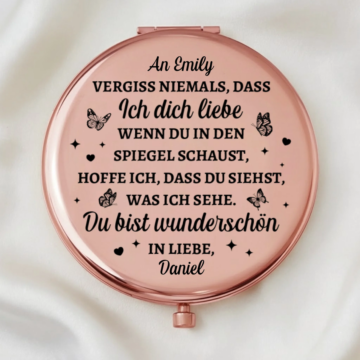 Personalisierter Taschenspiegel – Personalisierte Hochzeitsgeschenke zum Jahrestag für Ehemann und Ehefrau, Ihn und Sie – Vergiss Niemals, Dass
