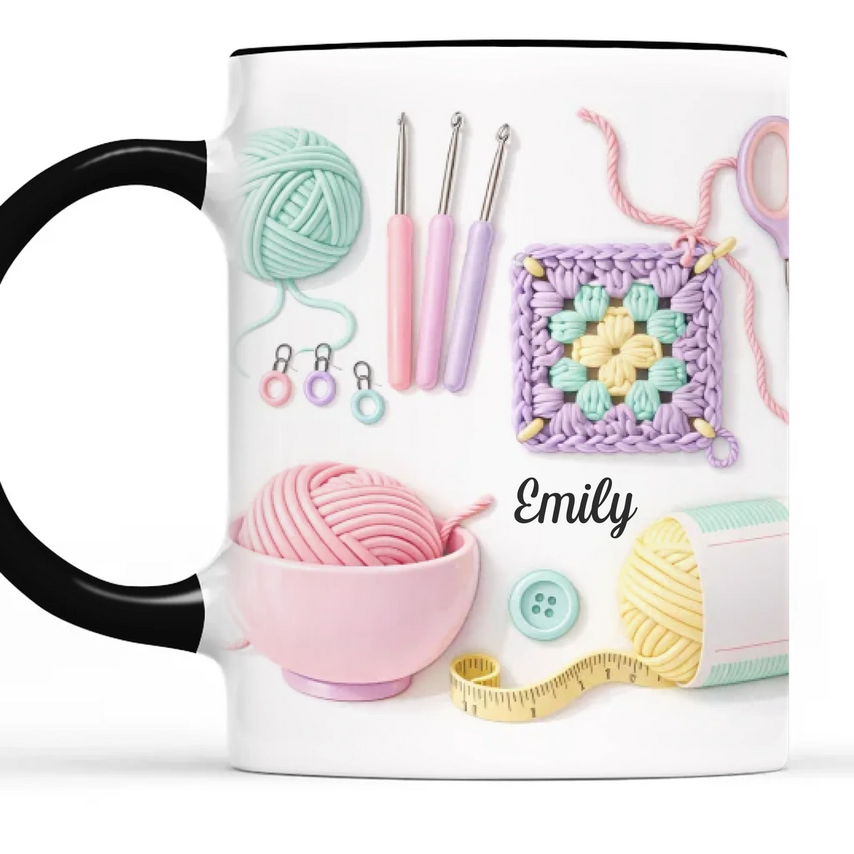 Personalisierte Tasse Mit Akzent – Personalisierte Geburtstagsgeschenke Für Beste Freundinnen, Schwestern, Familie Und Dich Selbst – Mit jeder Masche finde ich meinen Frieden