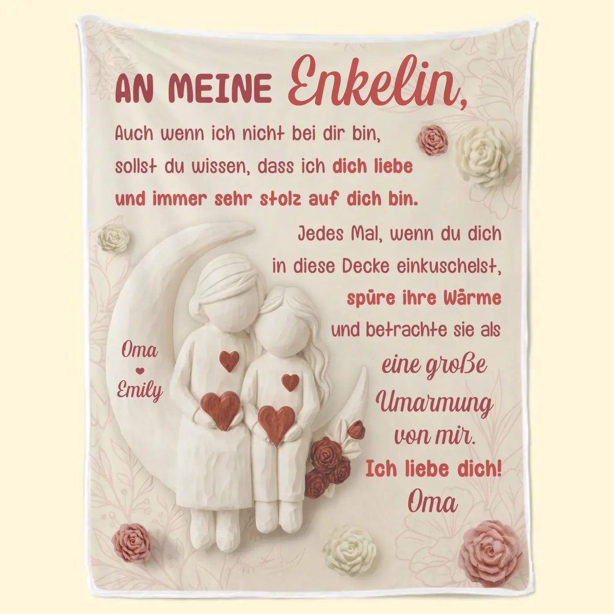 Personalisierte Decke - Geschenk für Enkelin – Eine Große Umarmung Von Mir