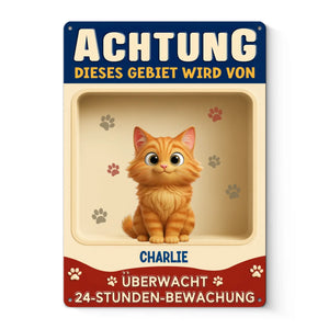 Personalisiertes Metallschild – Geschenk für Haustierbesitzer – Achtung, dieser Bereich unter Bewältigung