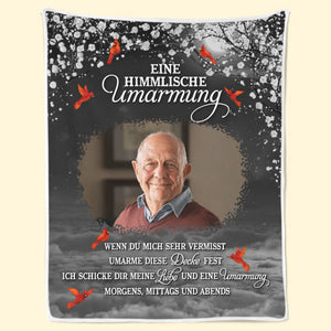 Personalisierte Kardinal-Fotodecke – Gedenk- und Beileidsgeschenke zu Weihnachten für den Verlust von Mama, Papa – immer in Erinnerung, nie Vergessen